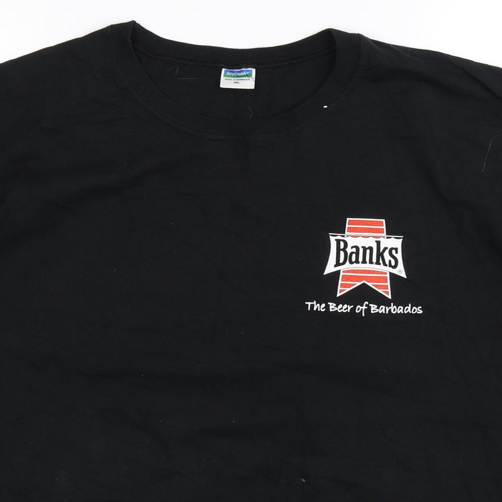 River Bay Mens Black    T-Shirt Size 2XL