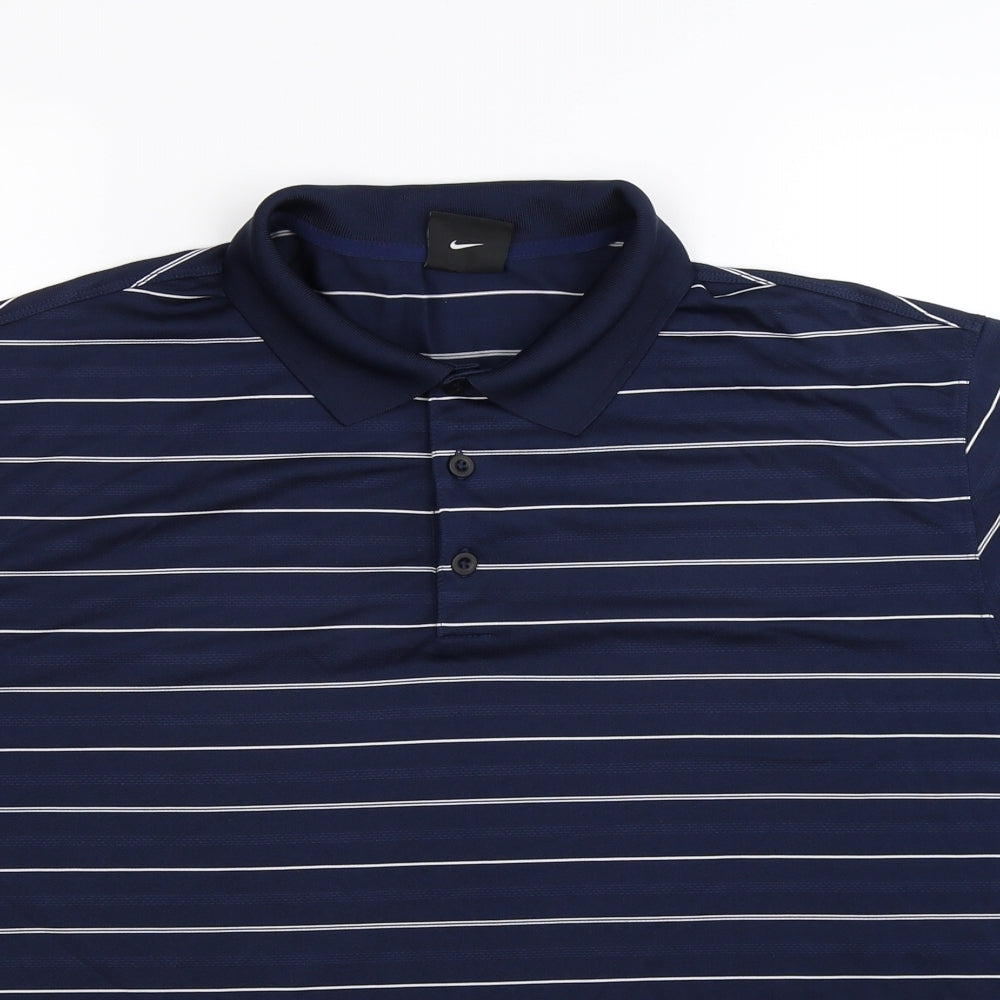 Nike Mens Blue Striped   Polo Size XL