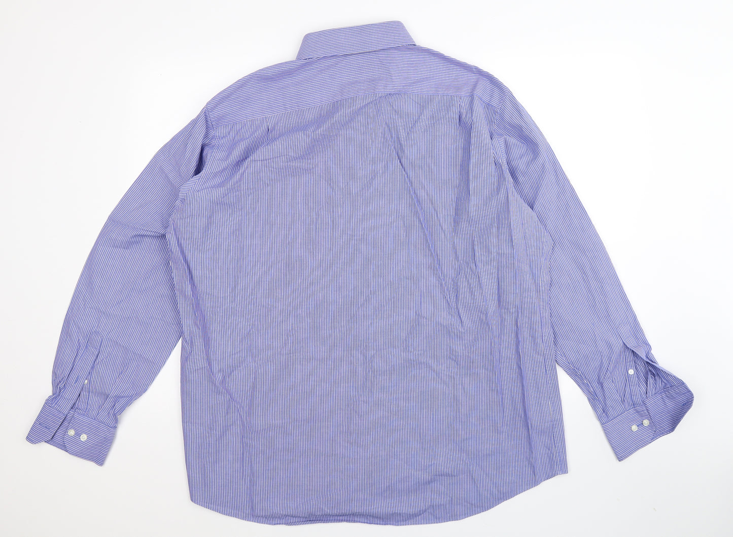 Marks and Spencer Mens Blue Striped   Dress Shirt Size 17