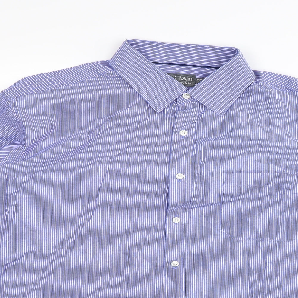 Marks and Spencer Mens Blue Striped   Dress Shirt Size 17