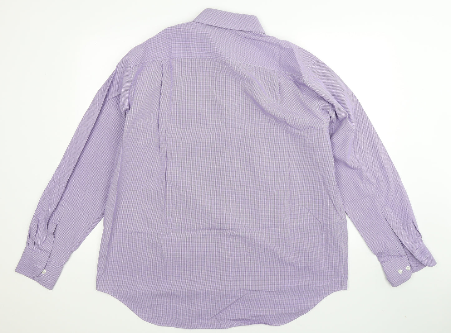 Marks and Spencer Mens Purple Check   Dress Shirt Size 17.5