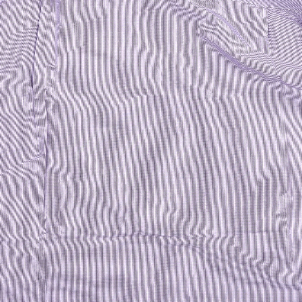Marks and Spencer Mens Purple Check   Dress Shirt Size 17.5