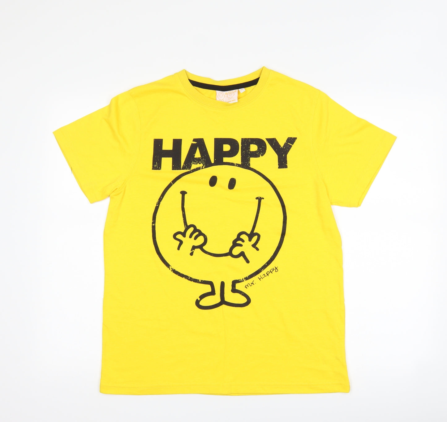 Preworn Mens Yellow    T-Shirt Size M  - Mr happy