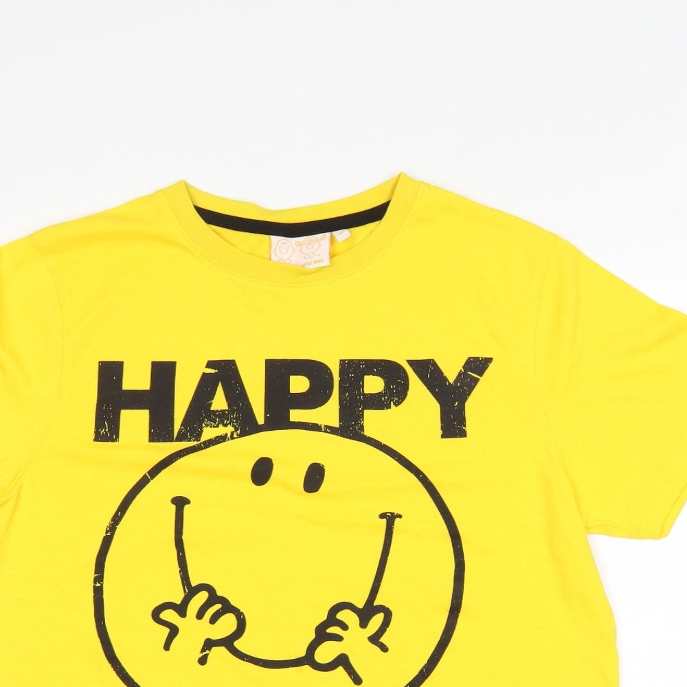 Preworn Mens Yellow    T-Shirt Size M  - Mr happy