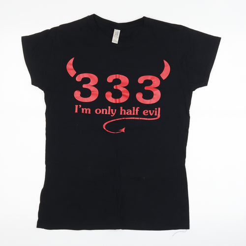 Gildan Womens Black   Basic T-Shirt Size L  - 333 I'm only half evil