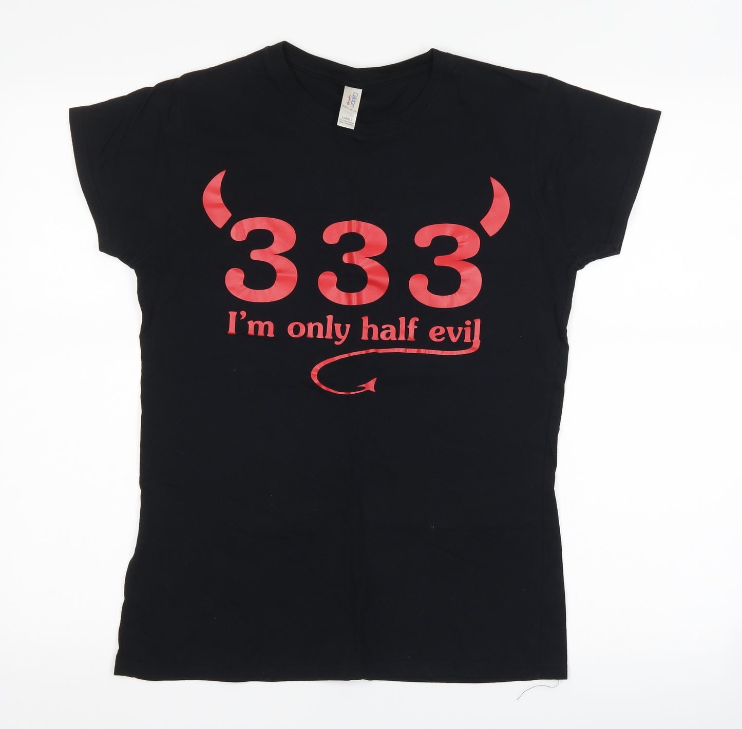 Gildan Womens Black   Basic T-Shirt Size L  - 333 I'm only half evil