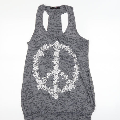 Select Womens Grey   Basic Tank Size 10  - peace