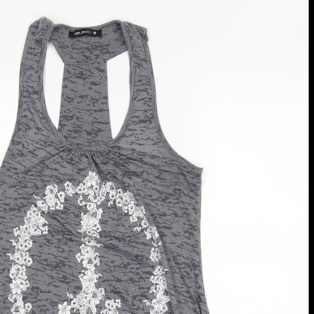 Select Womens Grey   Basic Tank Size 10  - peace