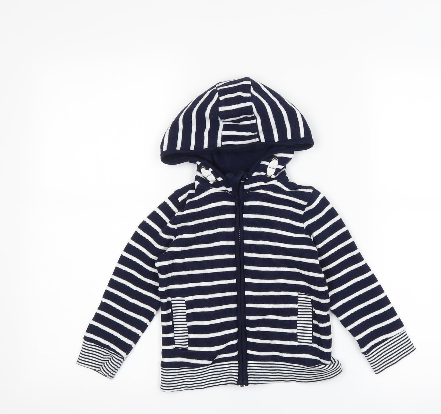Marks and Spencer Boys Blue Striped  Full Zip Hoodie Size 3-4 Years