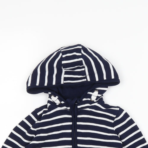 Marks and Spencer Boys Blue Striped  Full Zip Hoodie Size 3-4 Years