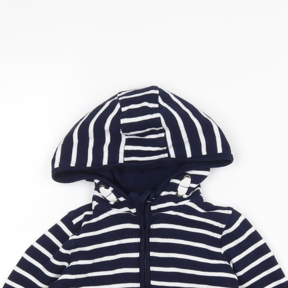Marks and Spencer Boys Blue Striped  Full Zip Hoodie Size 3-4 Years