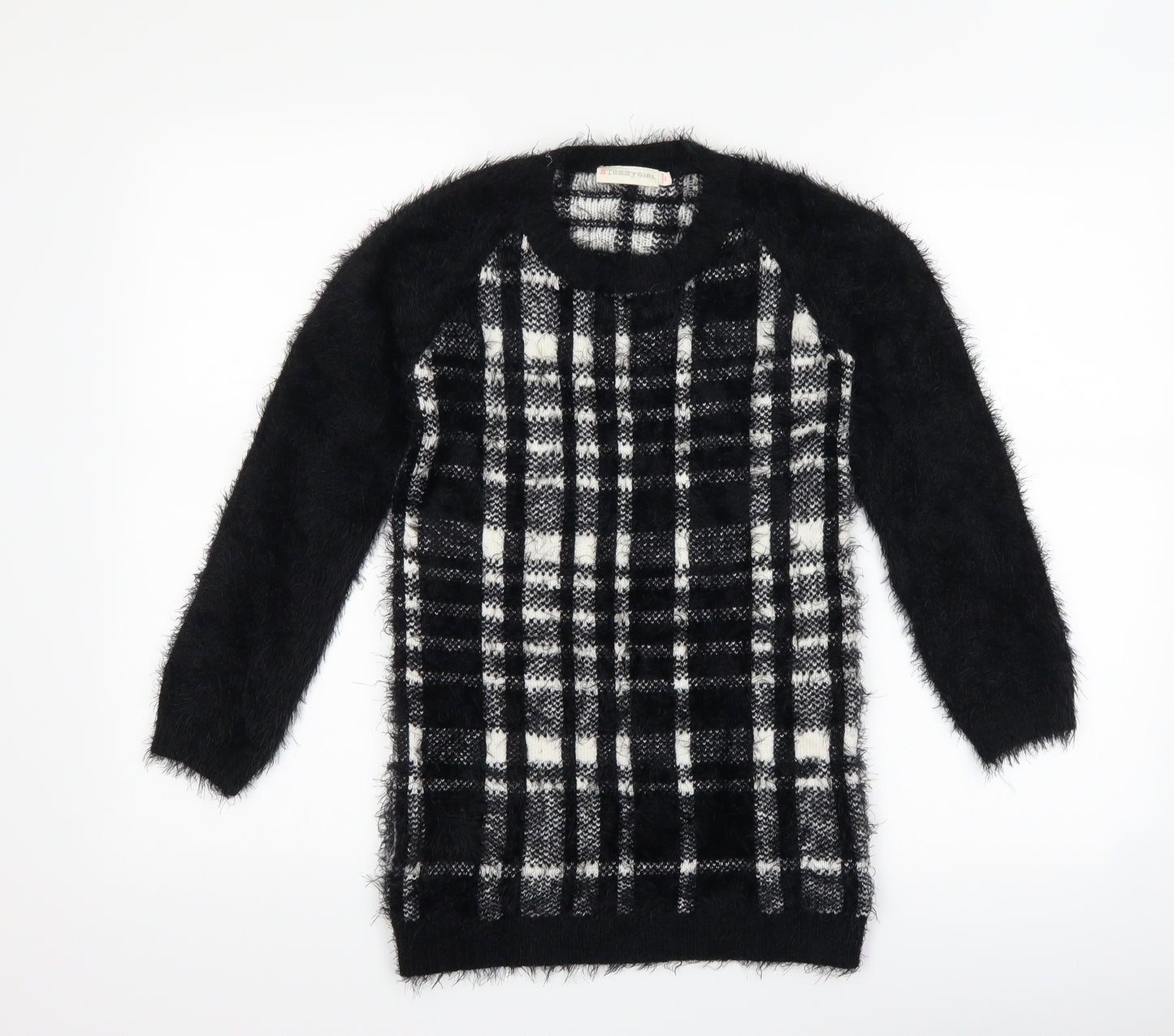 Tammy Girl Girls Black Check  Pullover Jumper Size 12-13 Years