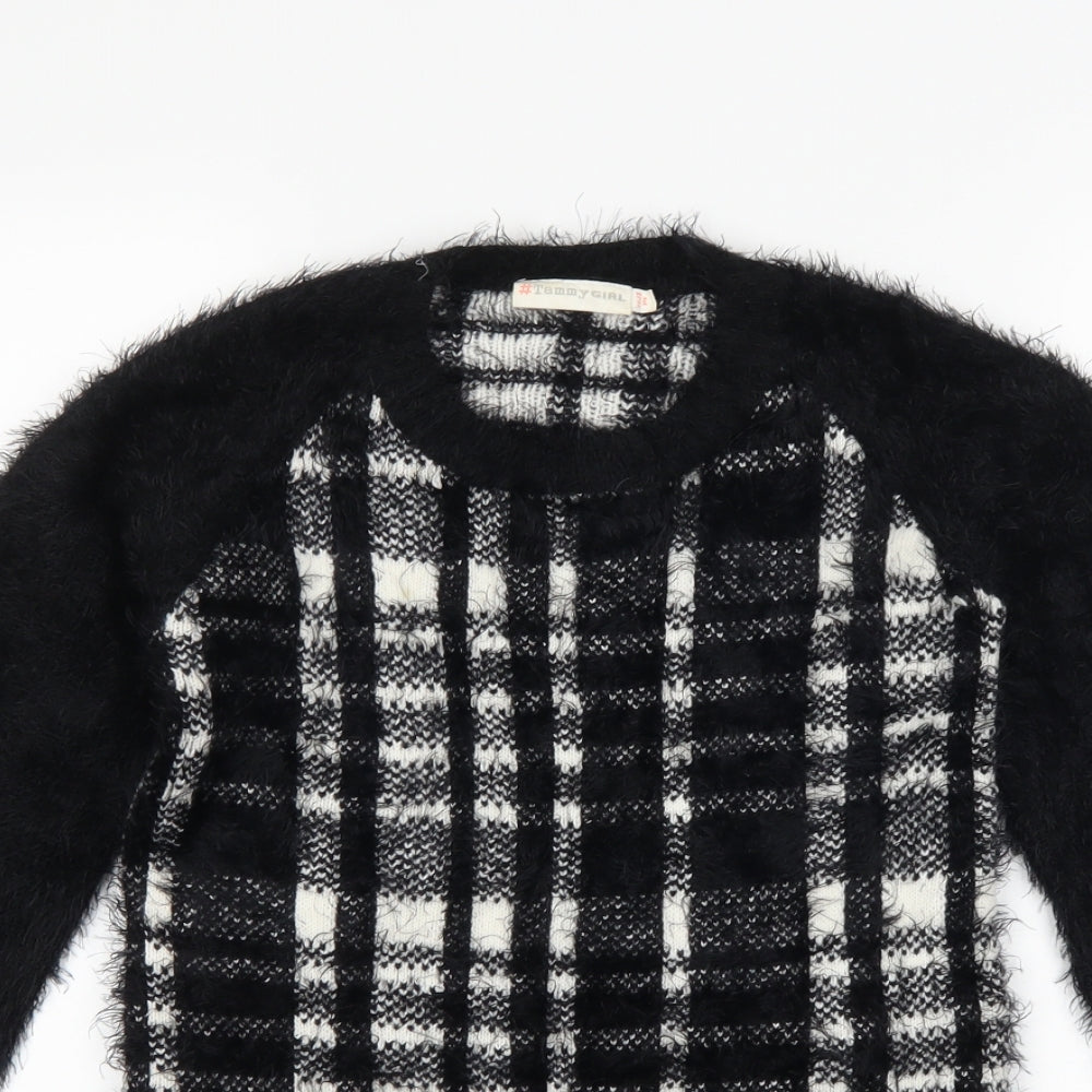 Tammy Girl Girls Black Check  Pullover Jumper Size 12-13 Years