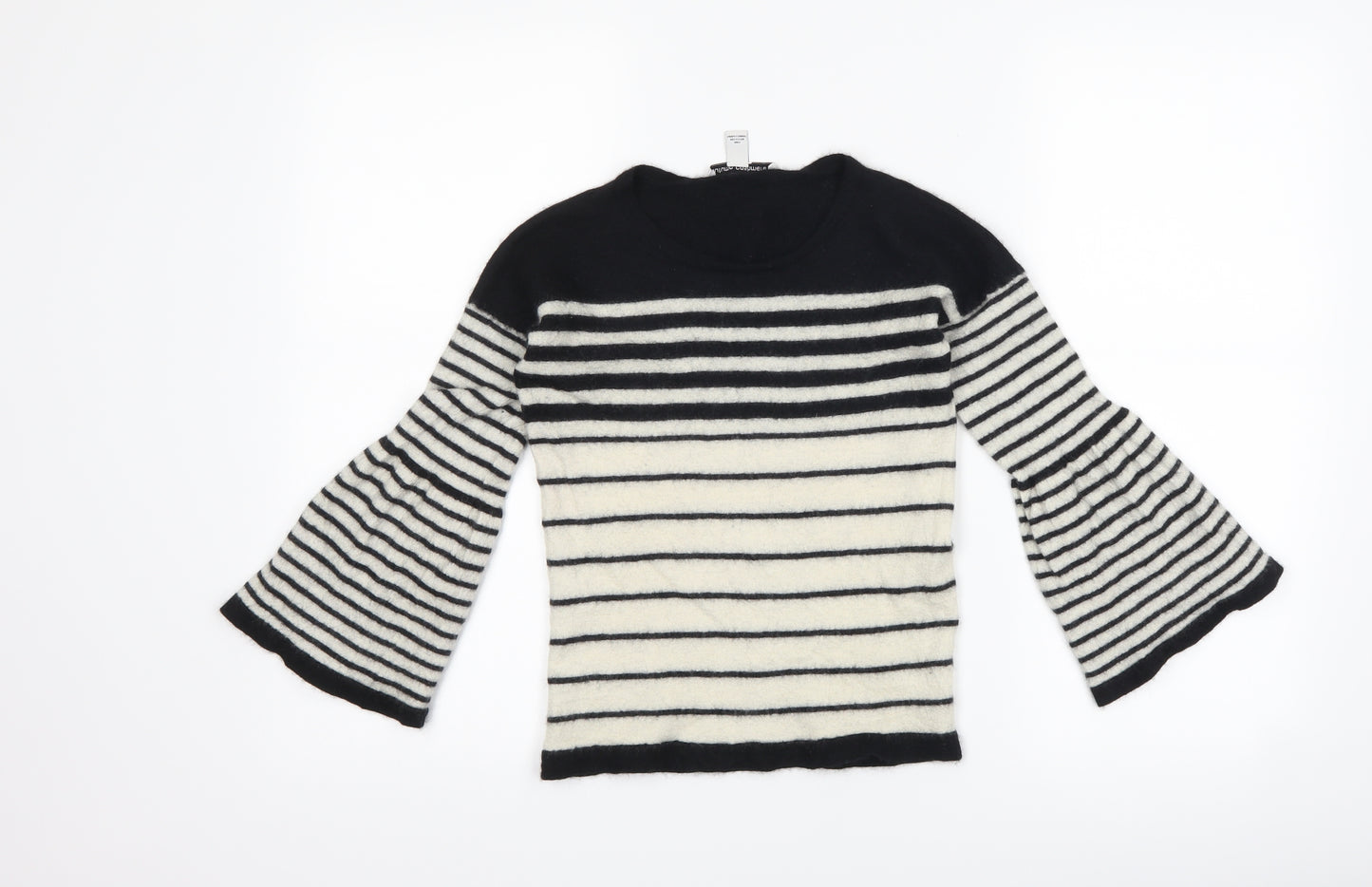 Autumn Cashmere Womens Black Striped  Pullover Jumper Size S