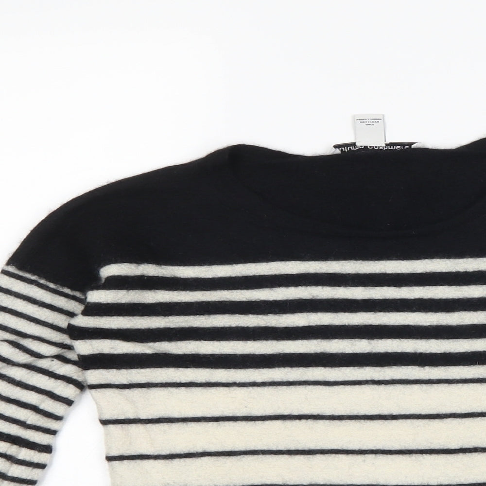 Autumn Cashmere Womens Black Striped  Pullover Jumper Size S