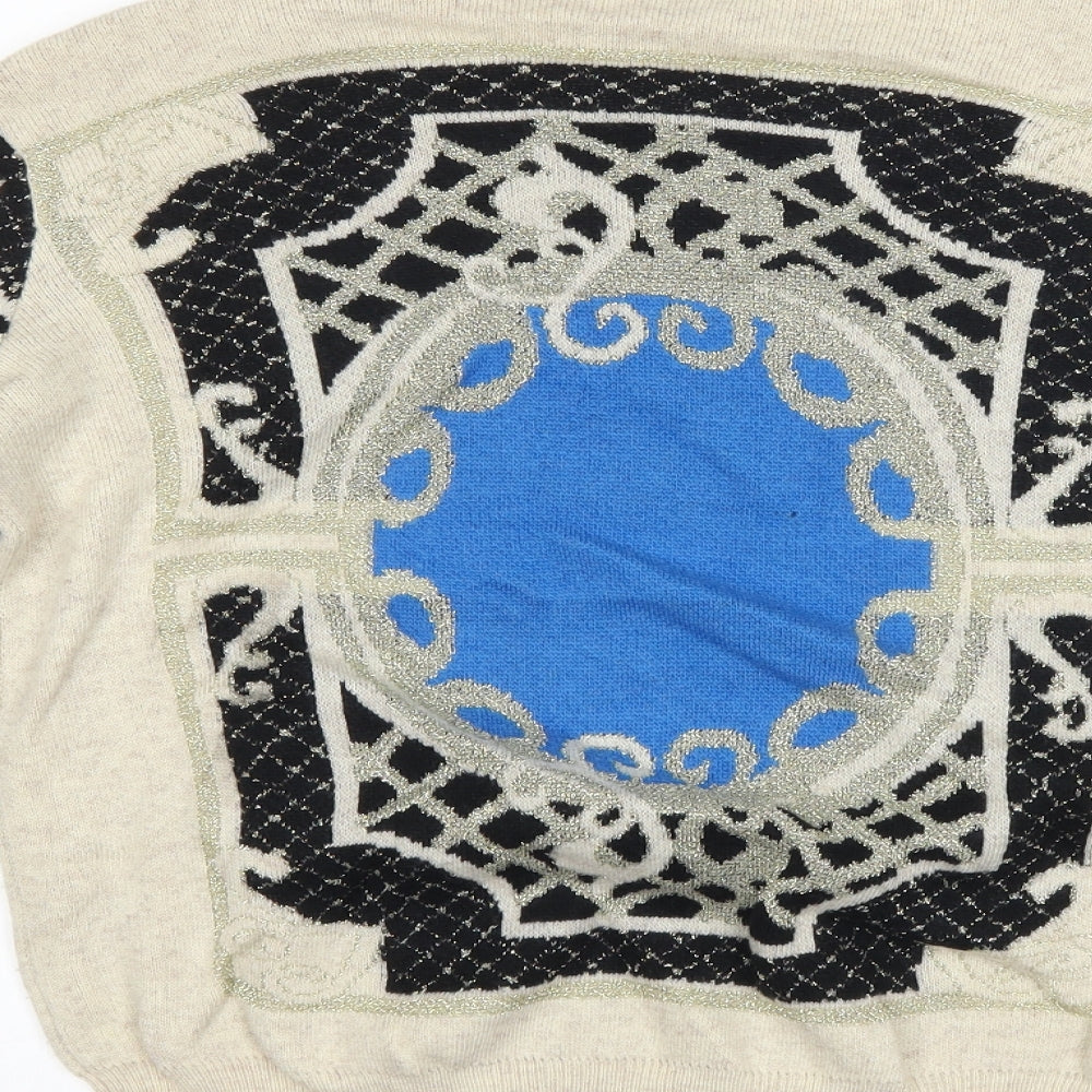 peace dove Womens Beige Geometric  Pullover Jumper Size S