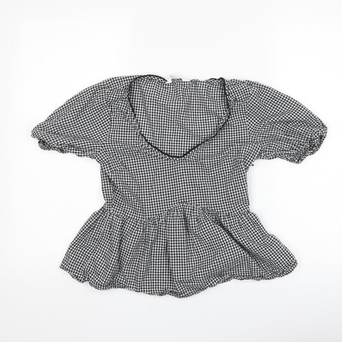 Miss Selfridge Womens Black Check  Basic T-Shirt Size 8