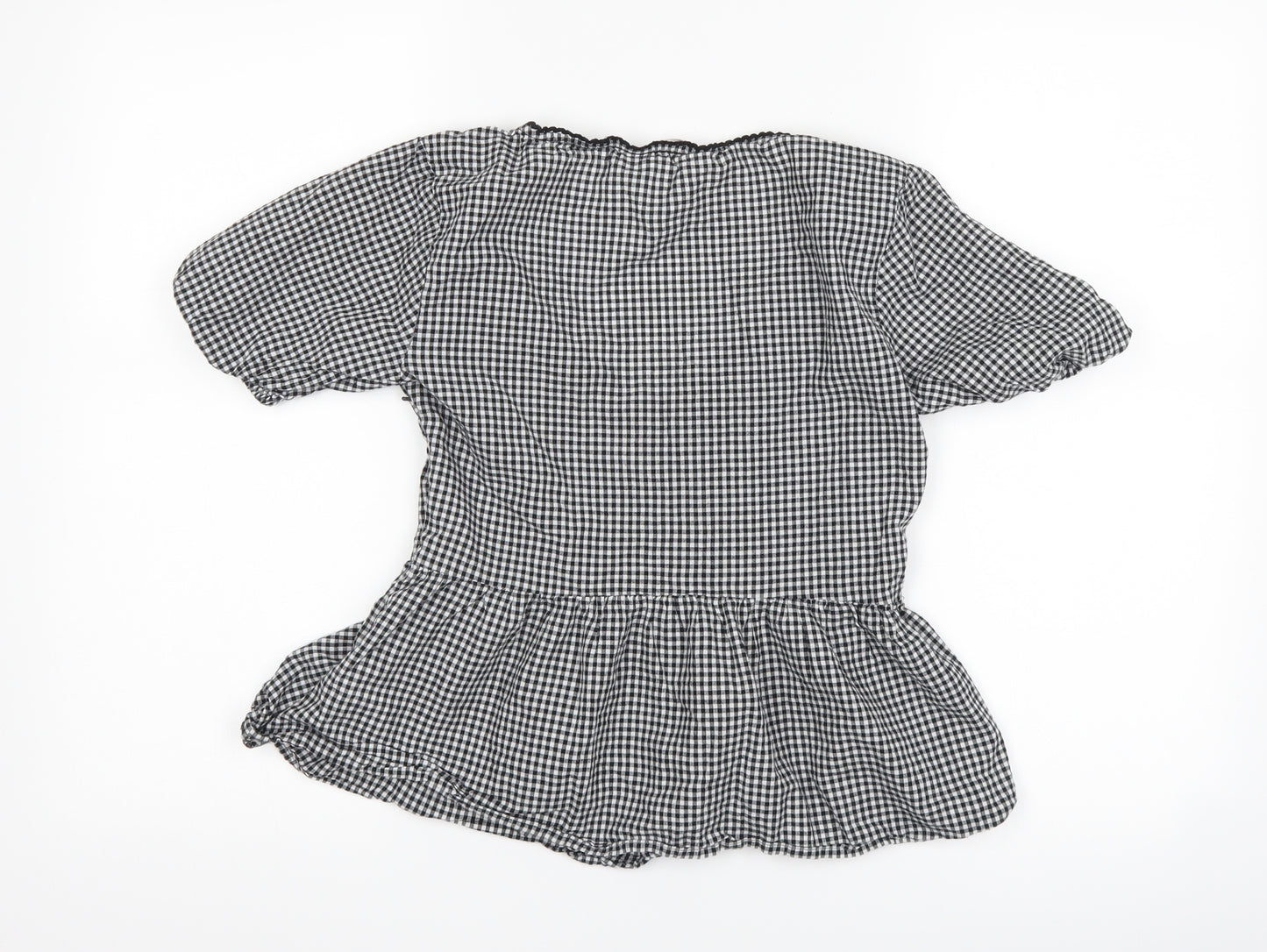 Miss Selfridge Womens Black Check  Basic T-Shirt Size 8