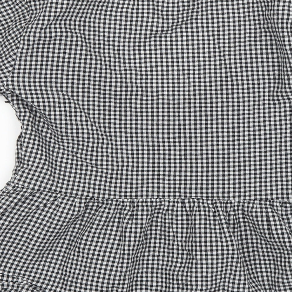 Miss Selfridge Womens Black Check  Basic T-Shirt Size 8