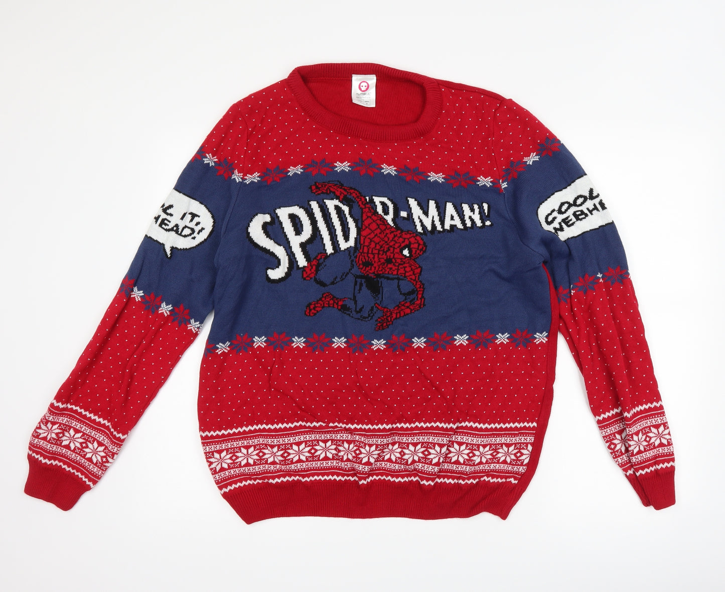 Numskull Mens Red Polka Dot  Pullover Jumper Size L  - Marvel Spiderman