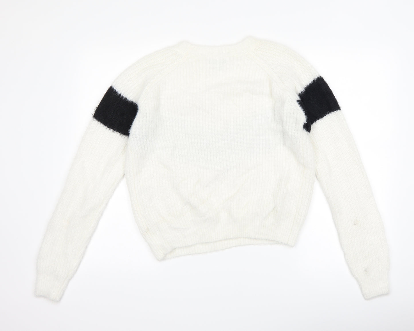 Primark Womens White Striped  Pullover Jumper Size S