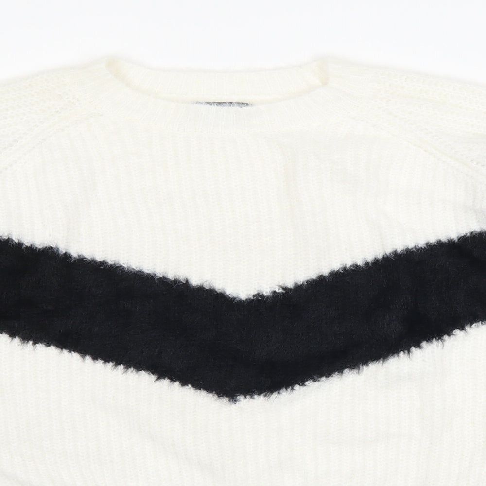 Primark Womens White Striped  Pullover Jumper Size S