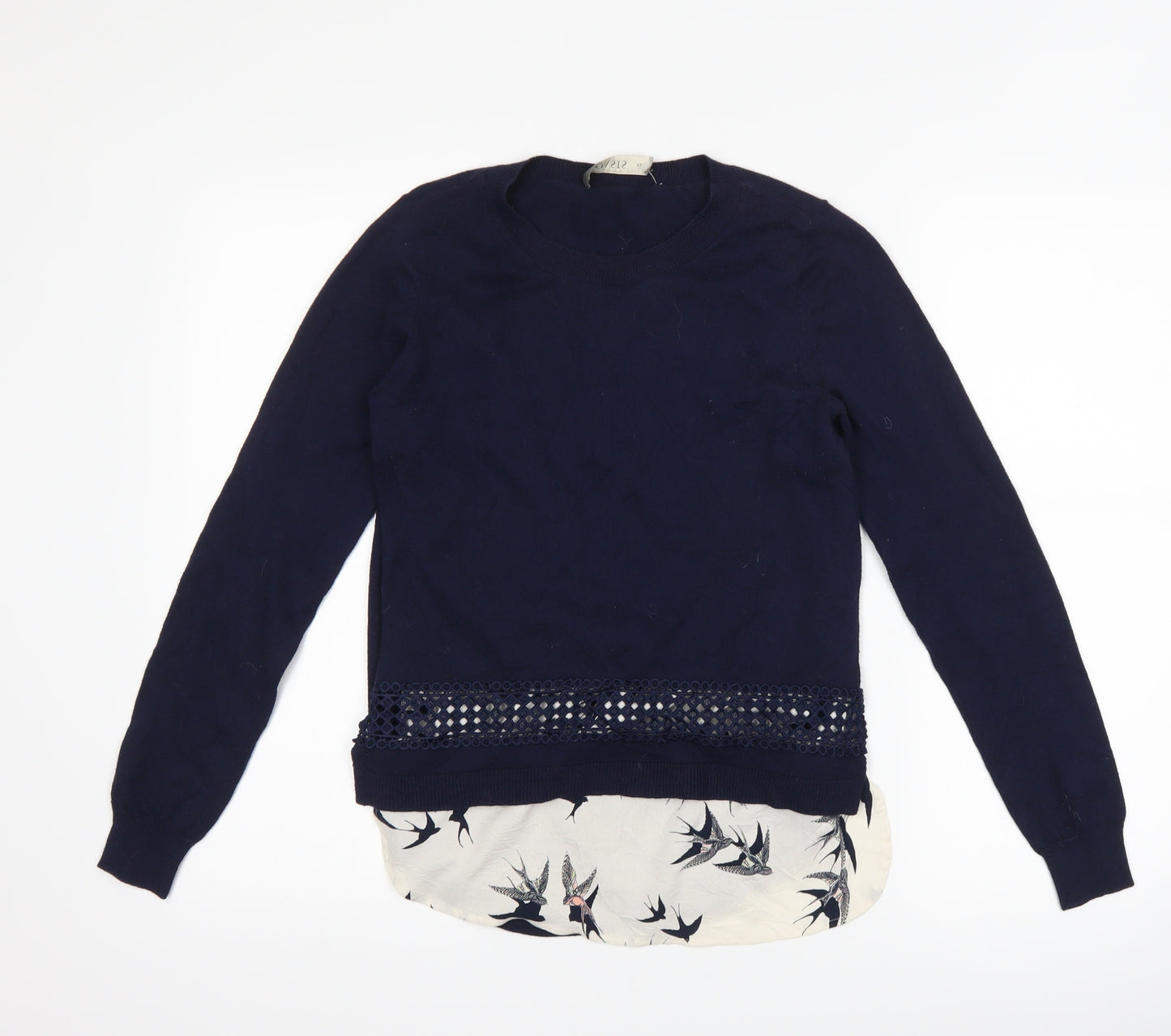 Oasis Womens Blue   Pullover Jumper Size XS  - Bird Print