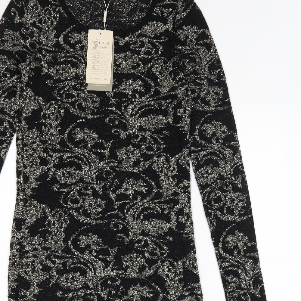 Monsoon Womens Black Floral  Jumper Dress  Size 8