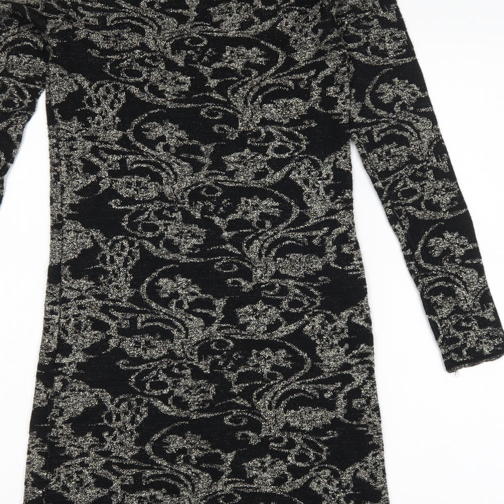 Monsoon Womens Black Floral  Jumper Dress  Size 8
