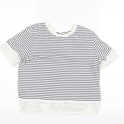 Topshop Womens Blue Striped  Basic T-Shirt Size 8