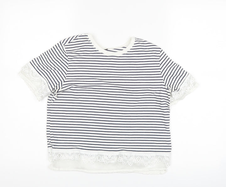 Topshop Womens Blue Striped Basic T-Shirt Size 8