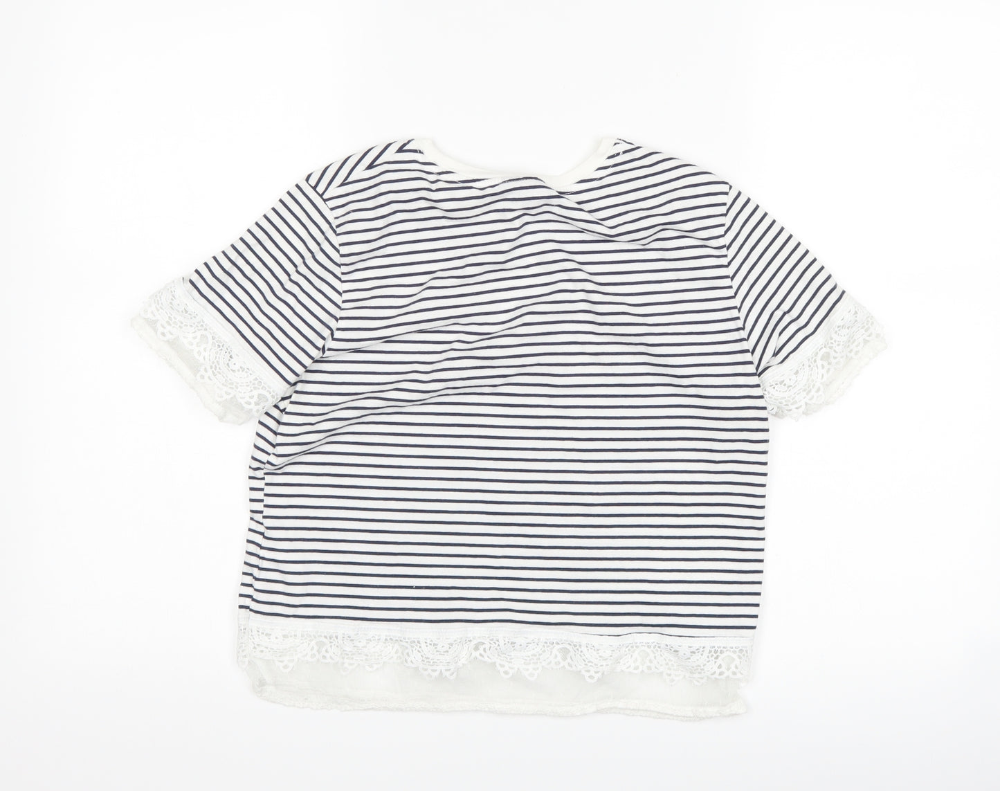 Topshop Womens Blue Striped  Basic T-Shirt Size 8