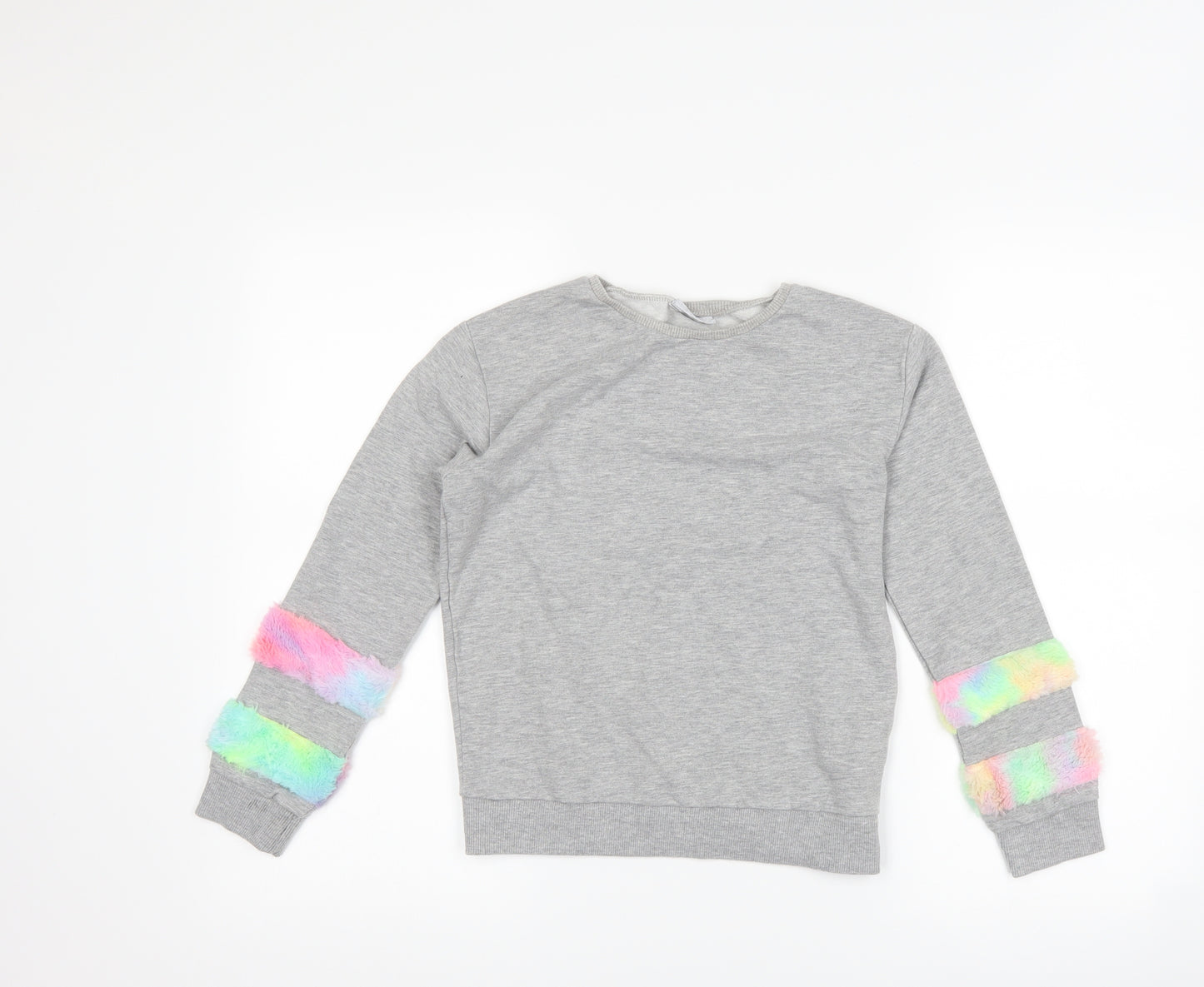 Matalan Girls Grey Striped  Pullover Sweatshirt Size 10 Years