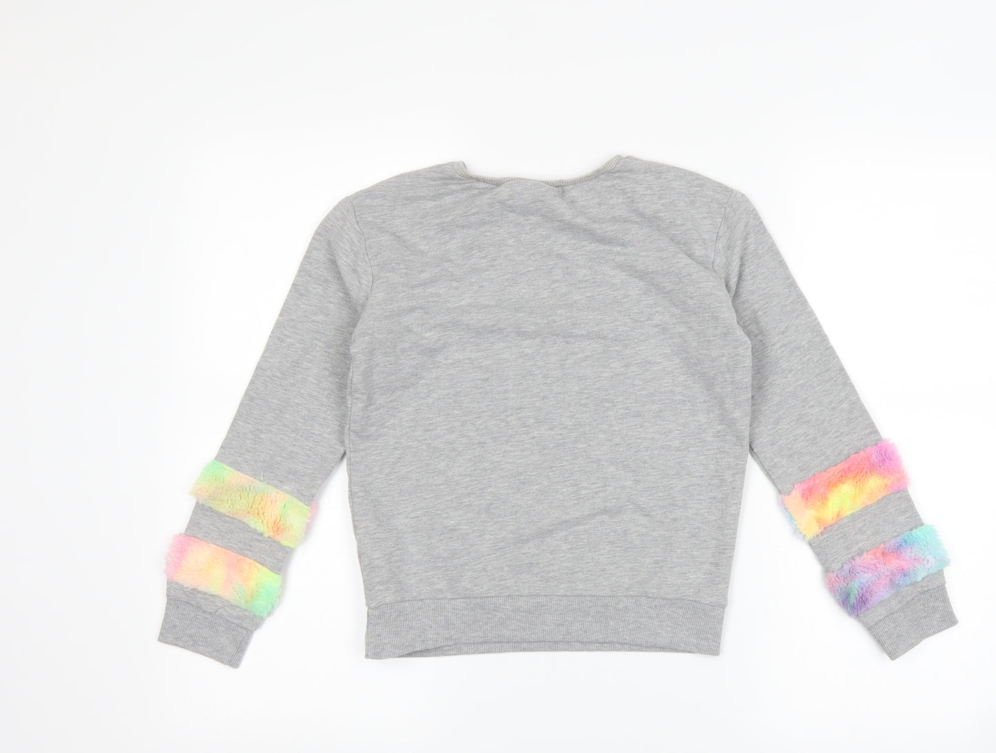 Matalan Girls Grey Striped  Pullover Sweatshirt Size 10 Years