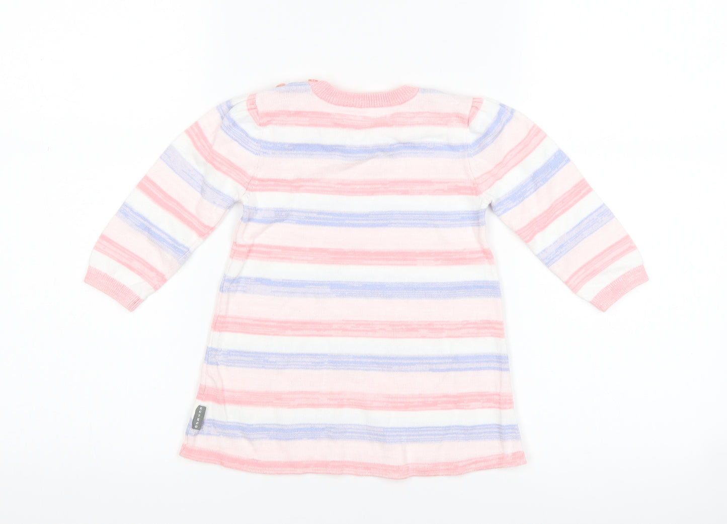 Nutmeg Girls White Striped  Pullover Jumper Size 9-12 Months