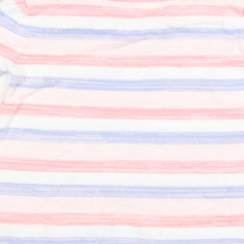 Nutmeg Girls White Striped  Pullover Jumper Size 9-12 Months