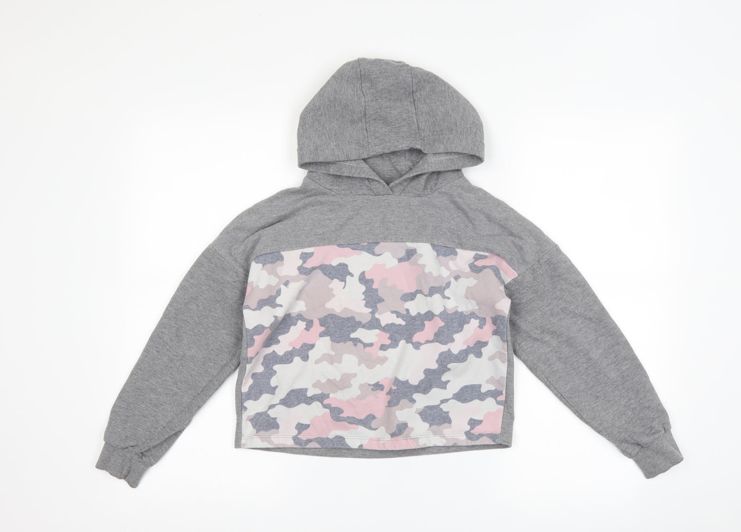 F&F Girls Grey Camouflage  Pullover Hoodie Size 9-10 Years