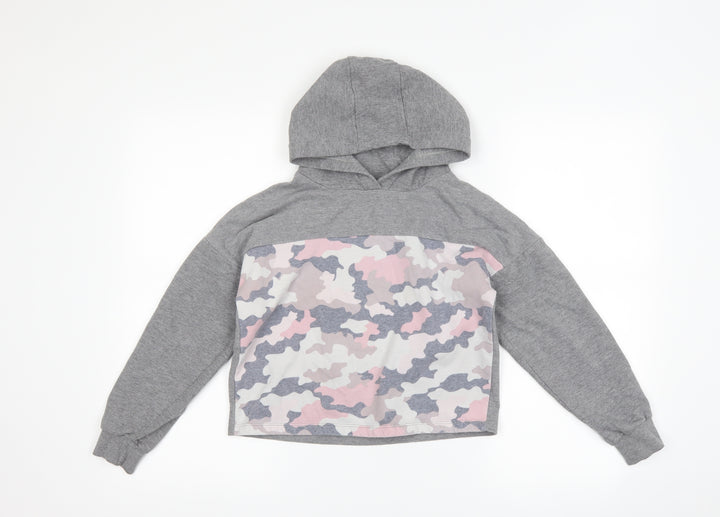 F&F Girls Grey Camouflage  Pullover Hoodie Size 9-10 Years