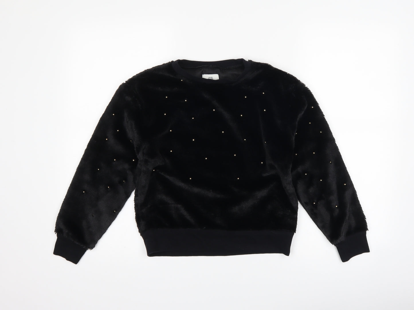 River Island Girls Black Polka Dot  Pullover Sweatshirt Size 9-10 Years