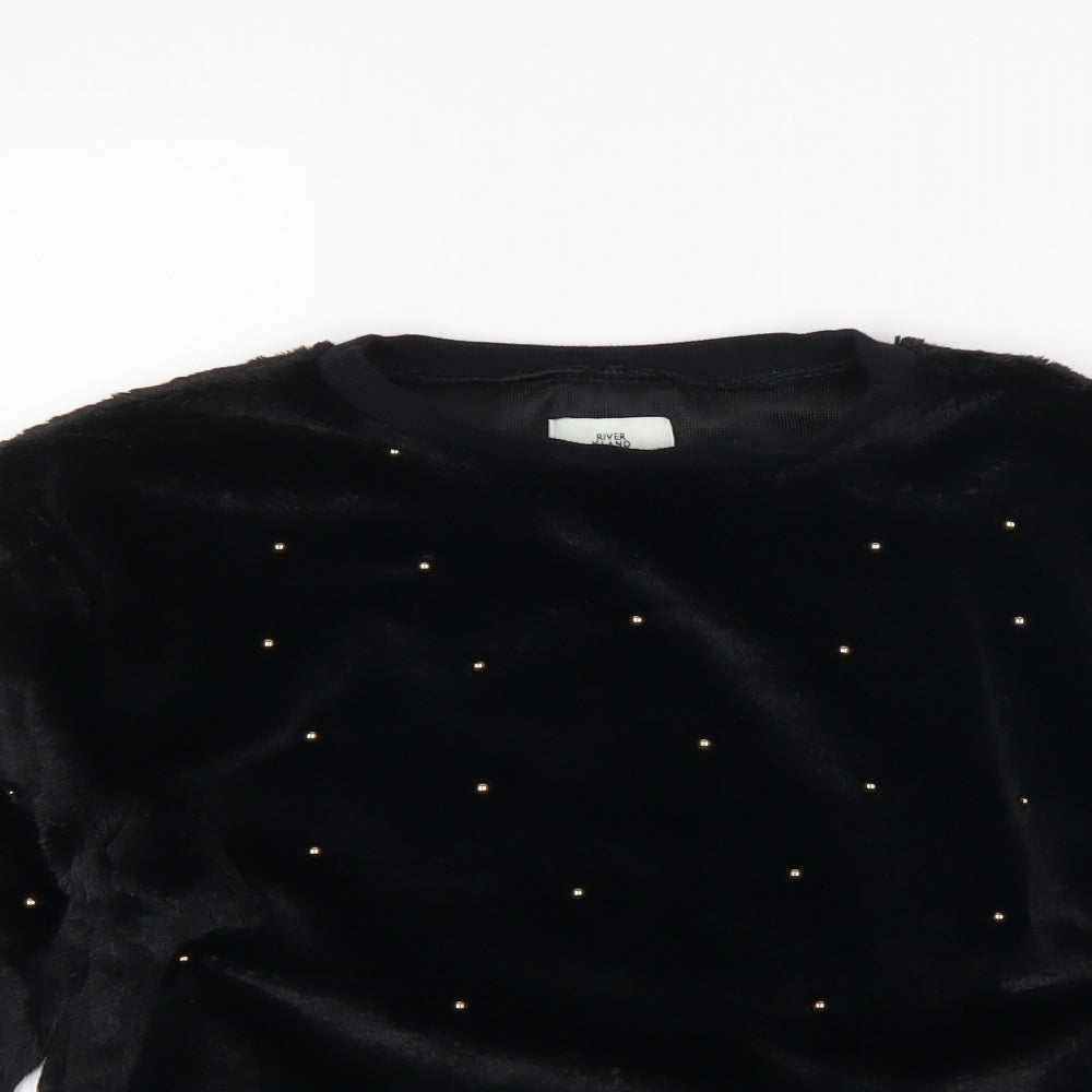 River Island Girls Black Polka Dot  Pullover Sweatshirt Size 9-10 Years