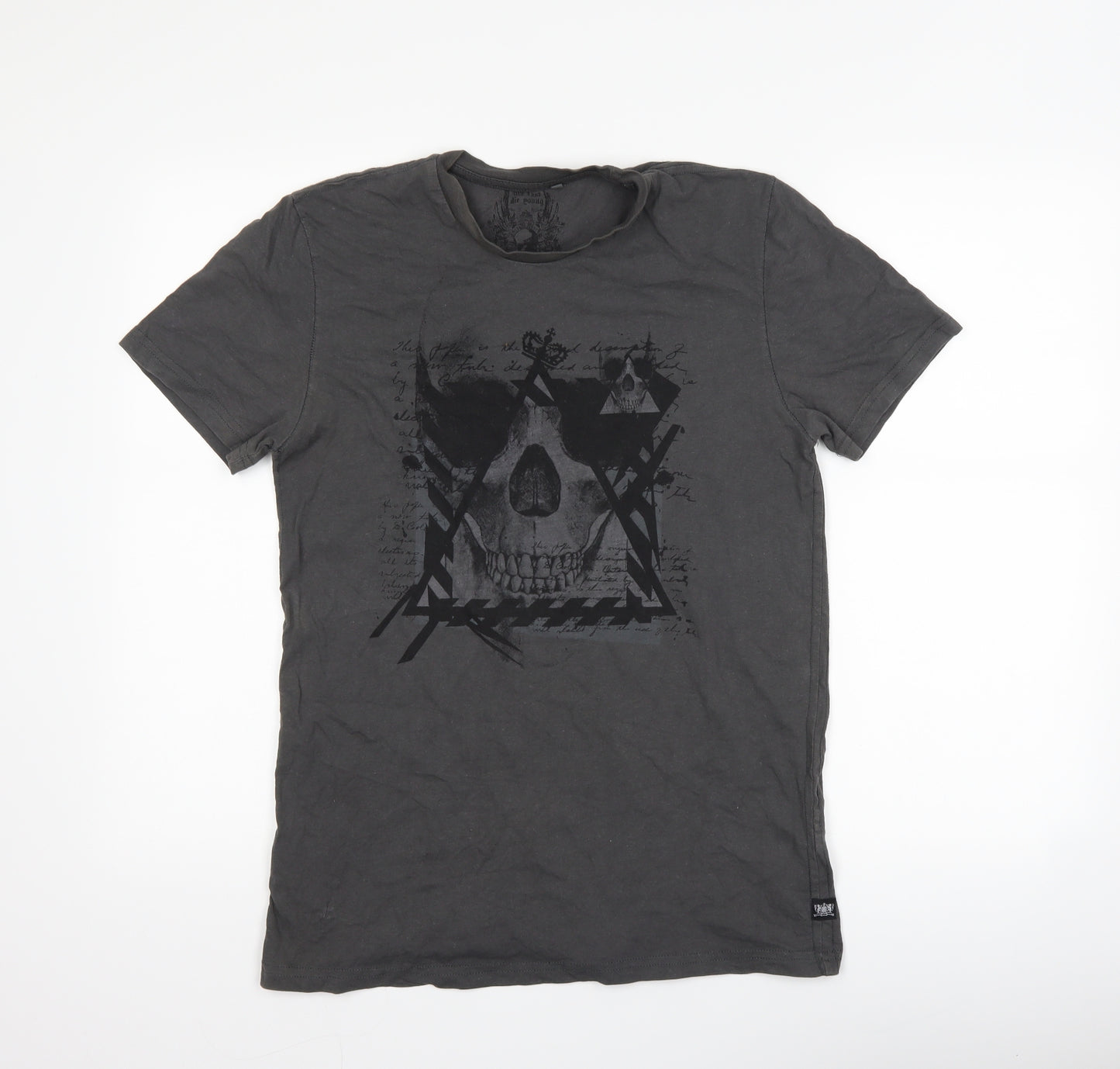 Preworn Mens Grey    T-Shirt Size M  - skull