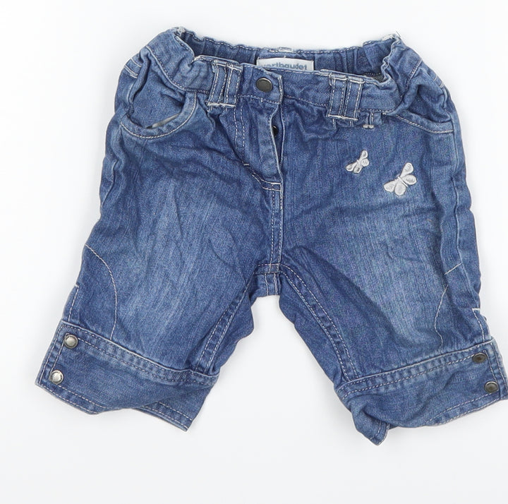 Vertbaudet Girls Blue Denim Capri Jeans Size 18-24 Months