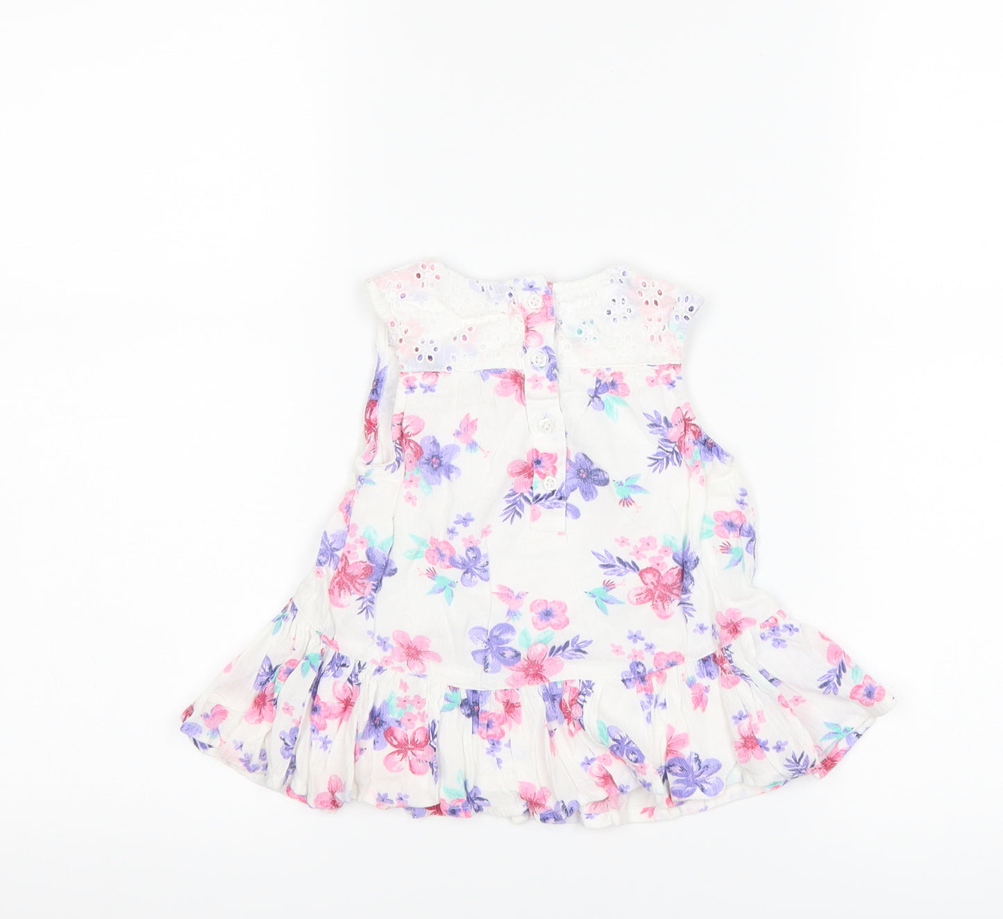 George Girls White Floral  Basic Tank Size 18-24 Months