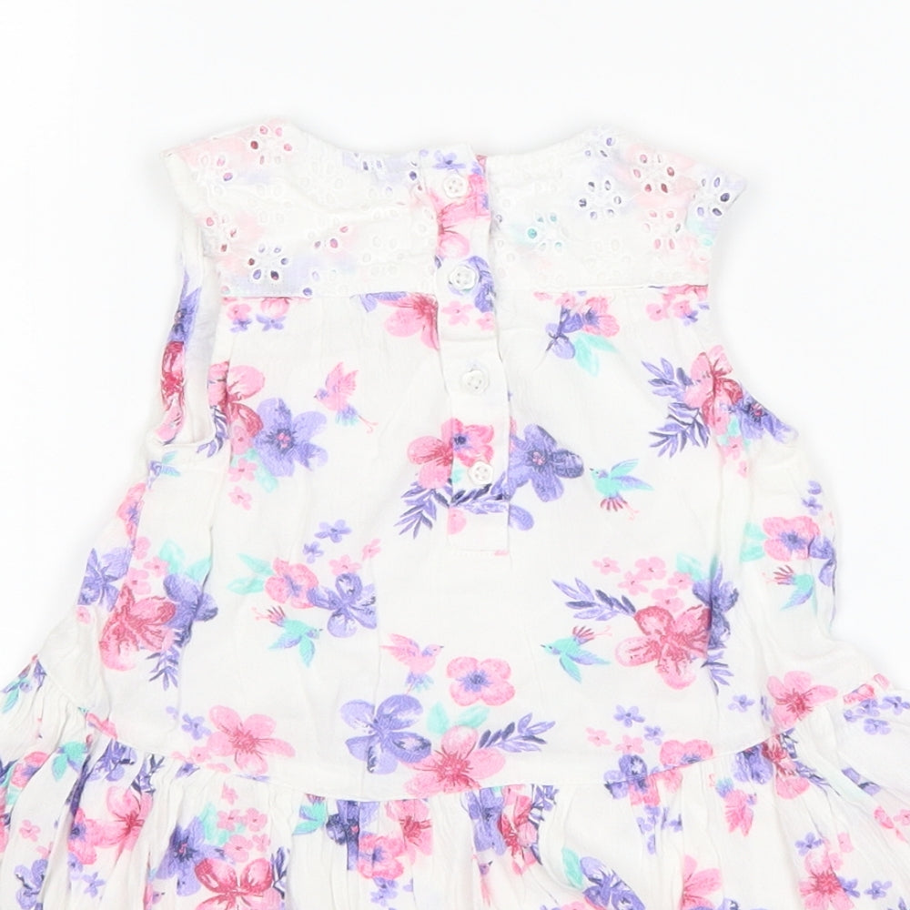 George Girls White Floral  Basic Tank Size 18-24 Months