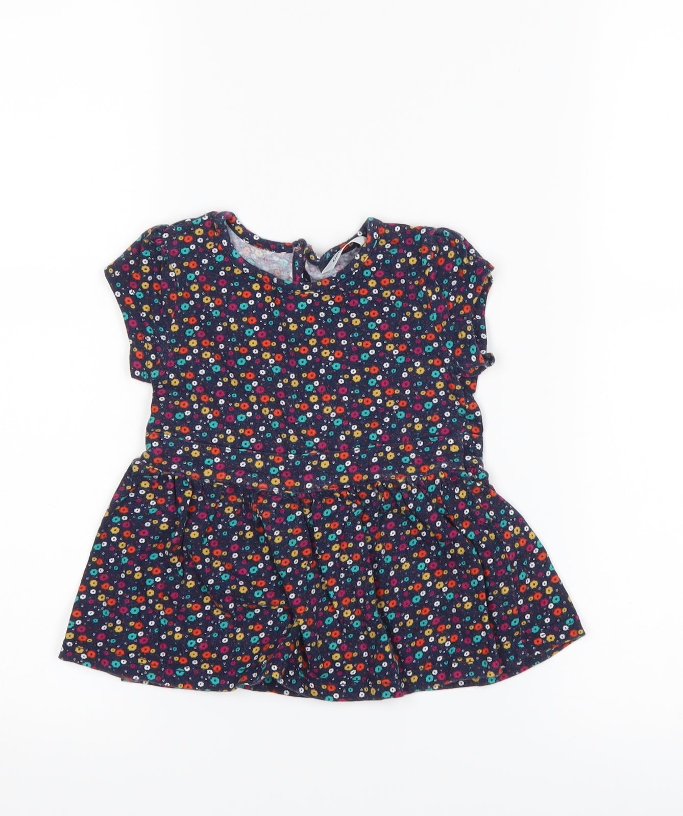 George Girls Blue Floral  Basic T-Shirt Size 18-24 Months