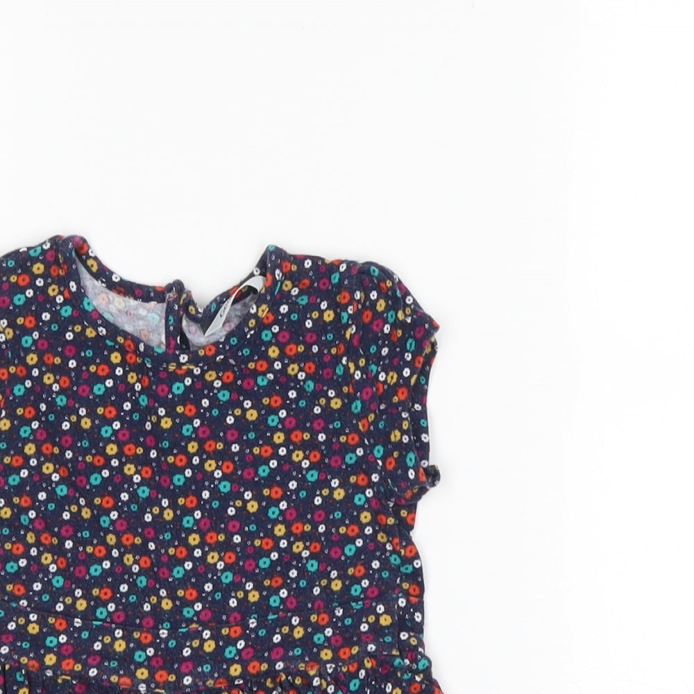 George Girls Blue Floral  Basic T-Shirt Size 18-24 Months