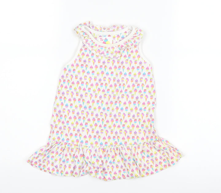 TU Girls White Tank Dress Size 12-18 Months - Ice Cream