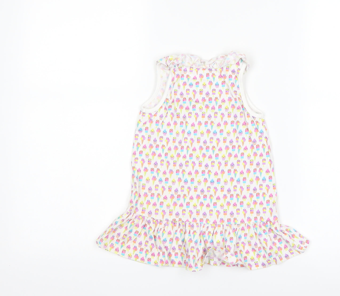 TU Girls White   Tank Dress  Size 12-18 Months  - Ice Cream
