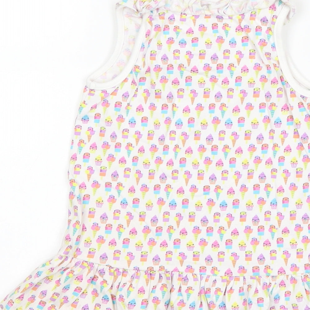 TU Girls White   Tank Dress  Size 12-18 Months  - Ice Cream