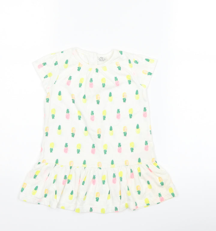 F&F Girls White T-Shirt Dress Size 12-18 Months - Pineapple print